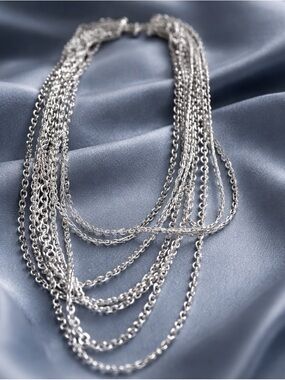 Silver Multi-Strand Chain Necklace - Women Jewelry